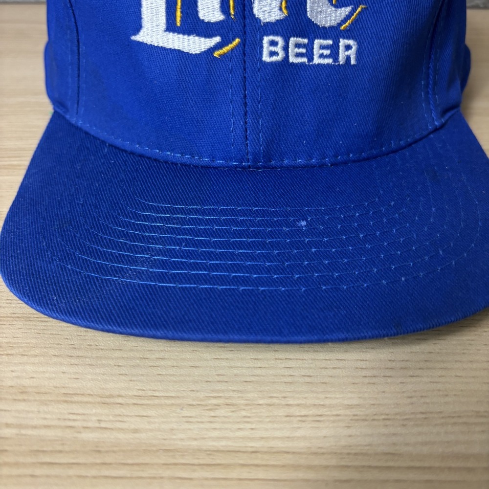 VINTAGE Miller Lite Hat Cap Snap Back Blue Beer Brewing Embroidered 90s - Picture 3 of 13
